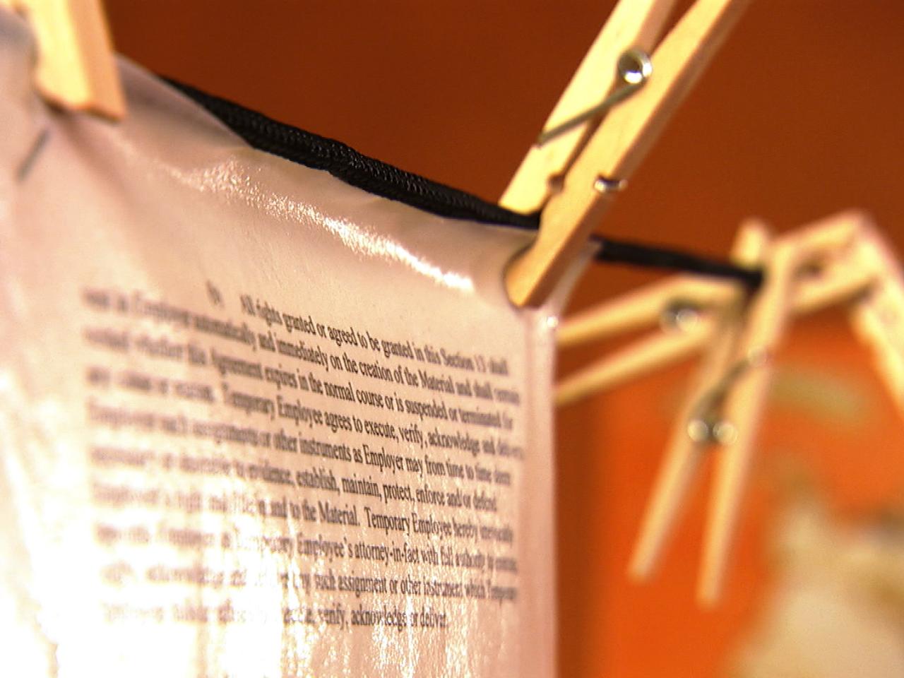 drying documents on clothes pins