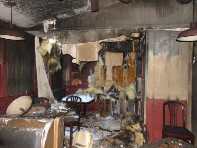 fire damage after water damage call your local water restoration company in ri